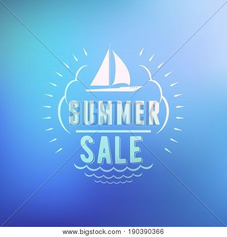 Summer sale banner. Typographic retro style summer poster with textured abstract background. Summer discounts and special offers. Vector illustration