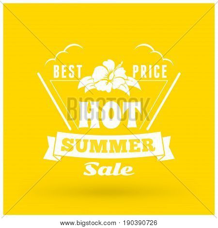 Summer sale banner. Typographic retro style summer poster with textured yellow background. Summer discounts and special offers. Vector illustration