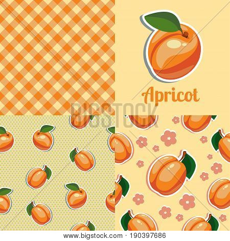 A set of seamless textures with apricot. Vector illustration
