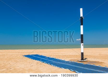 closeup of Modern public shower on the beach