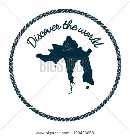 Phu Quốc Map In Vintage Discover The World Insignia. Hipster Style Nautical Postage Stamp, With Roun