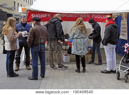 People At The Agitation Tent In Jyvyskala, Finland