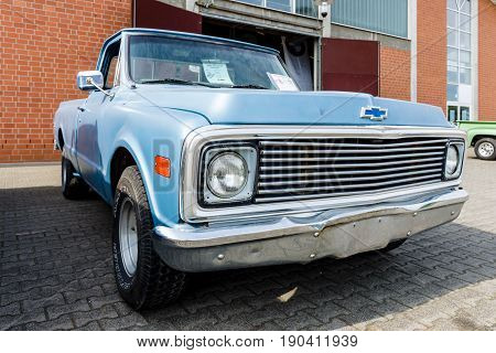 PAAREN IM GLIEN GERMANY - JUNE 03 2017: Full-size pickup truck Chevrolet C-10 Fleetside 1969. Exhibition 