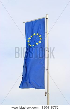 large European flag fluttering on a mast