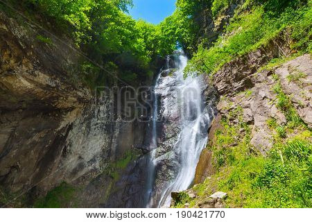 Georgian Adjara nature gem Makhuntseti waterfall near Batumi, Georgia