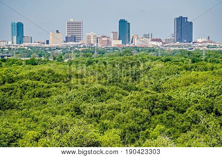 Fort Worth Texas City Skyline In A Distance