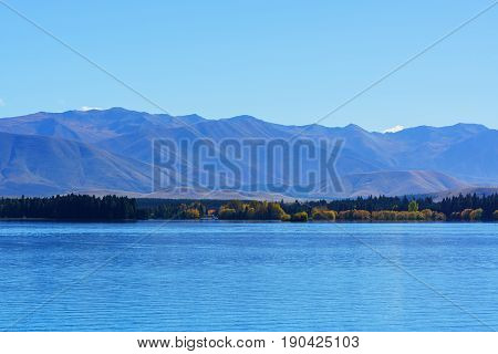 Beautiful scenery of Lake Pukaki Mackenzie District Canterbury region South Island of New Zealand