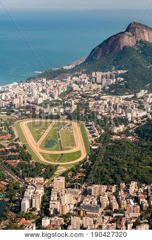 View of Jockey Club and Leblon Neighborhood From Corcovado Mountain in Rio de Janeiro, Brazil