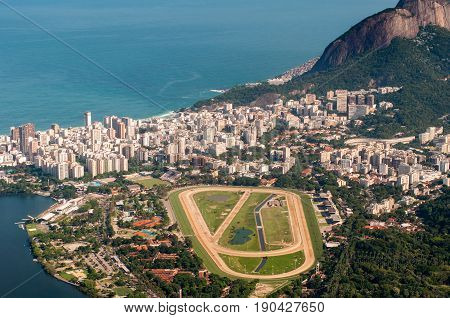 View of Jockey Club and Leblon Neighborhood From Corcovado Mountain in Rio de Janeiro, Brazil