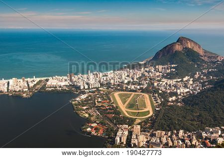 View of Jockey Club and Leblon Neighborhood From Corcovado Mountain in Rio de Janeiro, Brazil