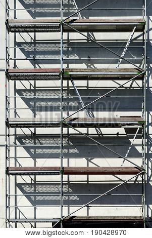 Scaffolding on a construction site in daylight