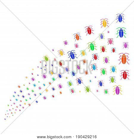 Fountain of cucaracha icons. Vector illustration style is flat bright multicolored iconic cucaracha symbols on a white background. Object fountain created from pictograms.
