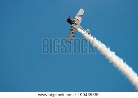 ATLANTIC CITY, NJ - AUGUST 17: View of Geicko Skytypers performing at the Annual Atlantic City Air Show on August 17, 2016