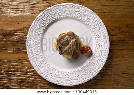 Saltimbocca Veals In Rich Neapolitan Sauce And Tagliatelle Pasta