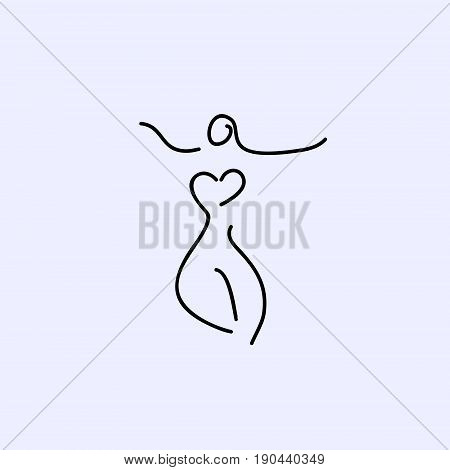 woman silhouette sexy curves vector line illustration