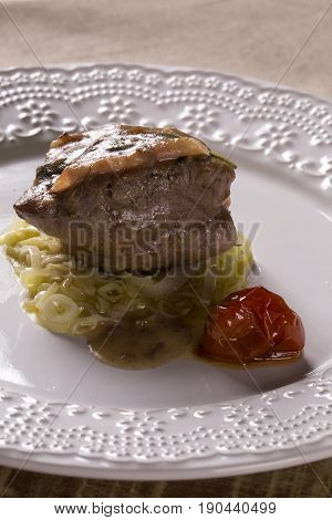 Saltimbocca Veals In Rich Neapolitan Sauce And Tagliatelle Pasta