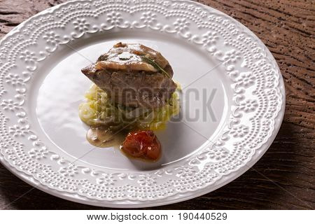 Saltimbocca Veals In Rich Neapolitan Sauce And Tagliatelle Pasta
