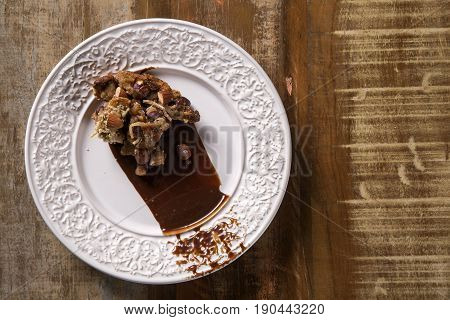 Dessert Panforte With Cream Of Coffee