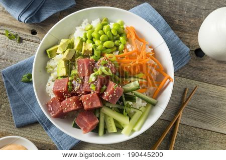 Raw Organic Ahi Tuna Poke Bowl