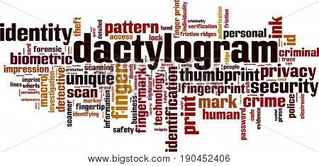 Dactylogram word cloud concept. Vector illustration on white