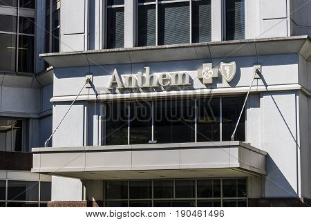 Indianapolis - Circa June 2017: Anthem World Headquarters. Anthem is pulling out of Ohio's Obamacare individual insurance marketplace for 2018 XII