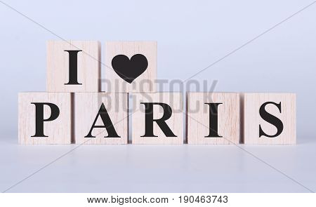 I love Paris Word cubes photo on grey background