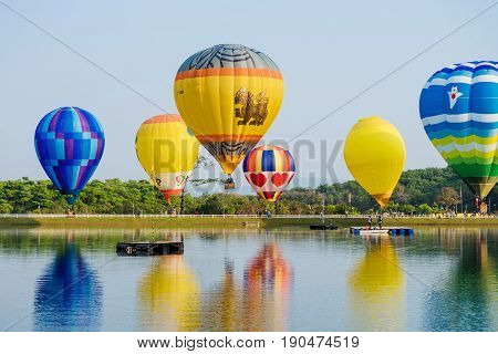 Chiangrai Thailand - Febuary 17 2017 : Singha Park International Balloon Fiesta 2017 In Singha Park,