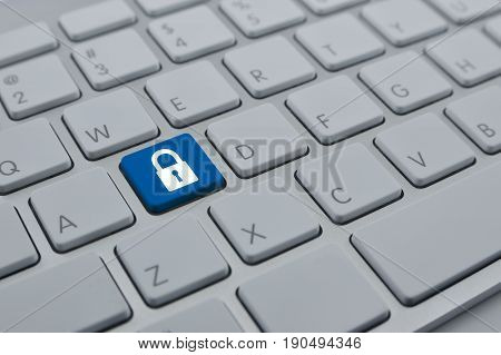 Key flat icon on modern computer keyboard button Business internet security concept