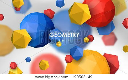 Abstract poligonal background. 3d render illustration. Geometric background with low-poly elements.
