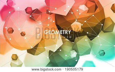 Abstract poligonal background. 3d render illustration. Geometric background with low-poly elements.