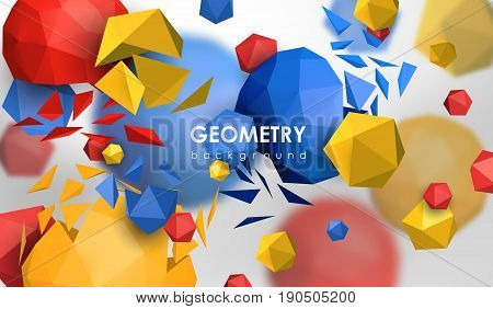 Abstract poligonal background. 3d render illustration. Geometric background with low-poly elements.