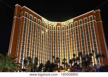 LAS VEGAS - October 9: Treasure Island Hotel and Casino on October 9, 2016 in Las Vegas. This Caribbean themed resort has an hotel with 2,884 rooms.