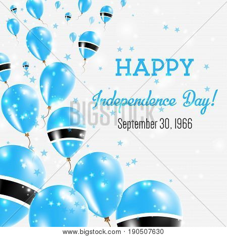Botswana Independence Day Greeting Card. Flying Balloons In Botswana National Colors. Happy Independ