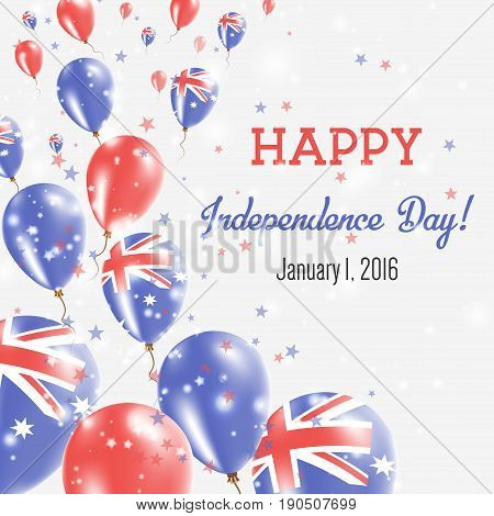 Australia Independence Day Greeting Card. Flying Balloons In Australia National Colors. Happy Indepe