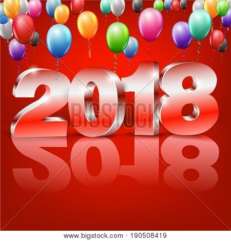New Year 2018 banner or card template with 3D numbers. vector