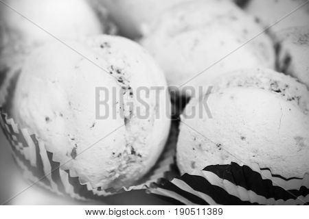 Tasty White Macaroons On Table