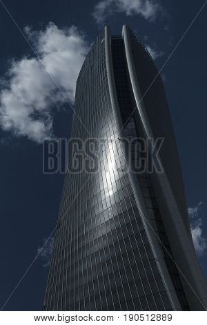 MILAN, ITALY - APRIL 17, 2017: Milan (Lombardy Italy): the skyscraper known as Generali Tower in the new Citylife area (Tre Torri)