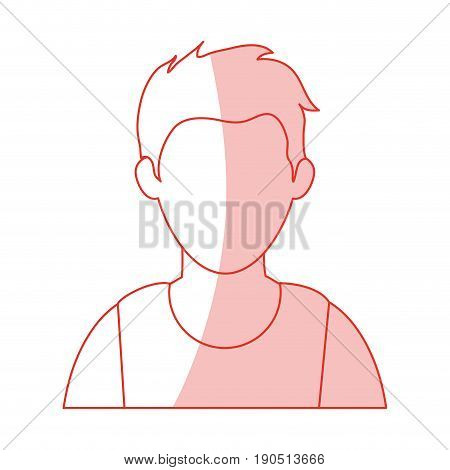 Flat line monocromatic man avatar over white background vector illustration