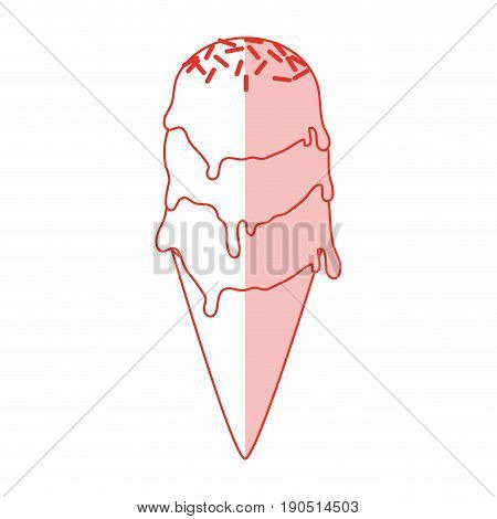 Flat line monocromatic ice cream cone over white background vector illustration