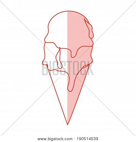 Flat line monocromatic ice cream cone over white background vector illustration