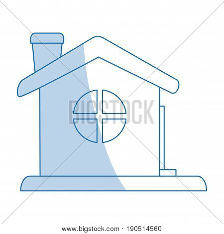 Flat line monocromatic house over white background vector illustration