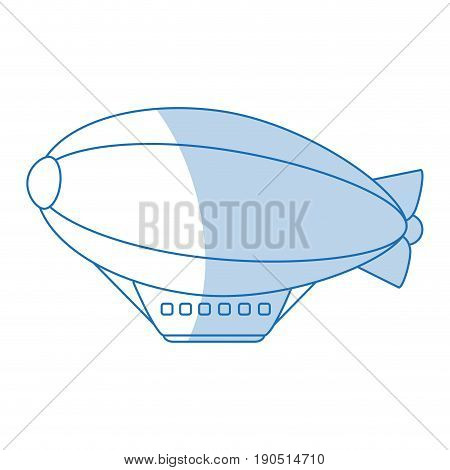 Flat line monocromatic dirigible design over white background vector illustration