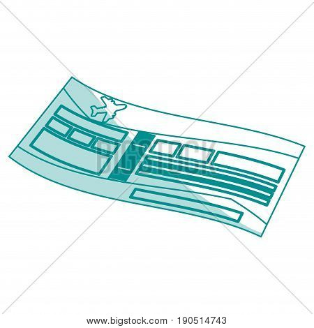 Flat line monocromatic airplane ticket over white background vector illustration