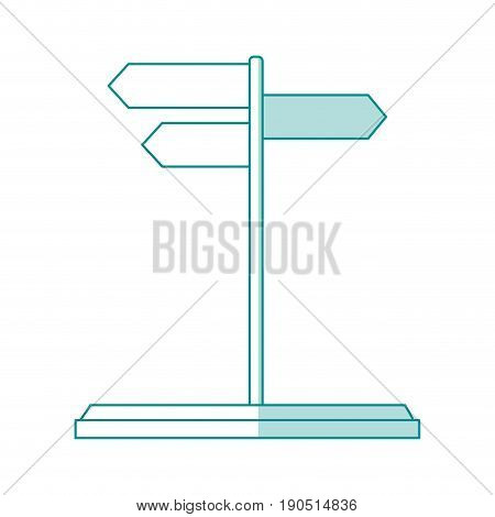 Flat line monocromatic arrow street sign over white background vector illustration