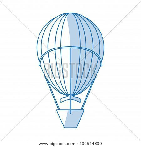 Flat line monocromatic hot air ballon over white background vector illustration