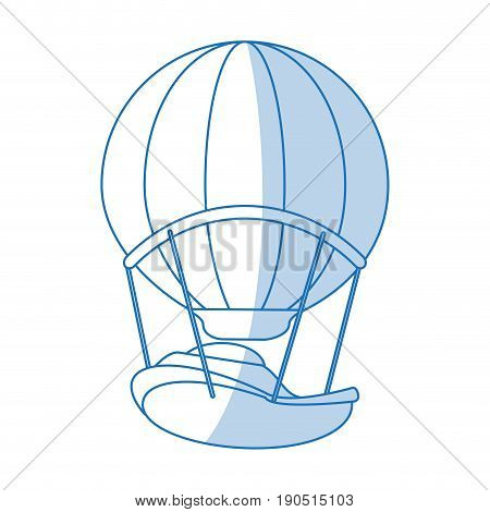 Flat line monocromatic hot air ballon over white background vector illustration