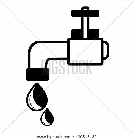 contour faucet with drop of water to ecology conservation vector illustration