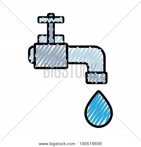 faucet with drop of water to ecology conservation vector illustration