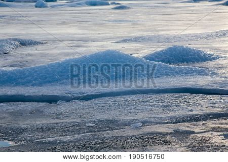 Close up Ice on the lake natural winter season landscape background