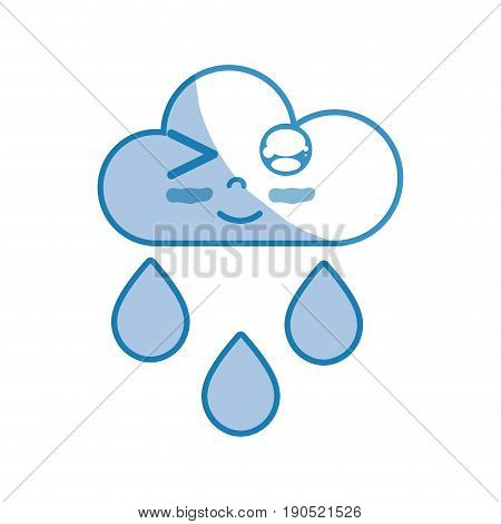 silhouette kawaii nice funny cloud raining vector illustration